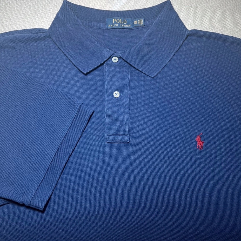 Polo Ralph Lauren Mens 2XB Navy Short Sleeve Mesh Polo Shirt Red Pony Logo